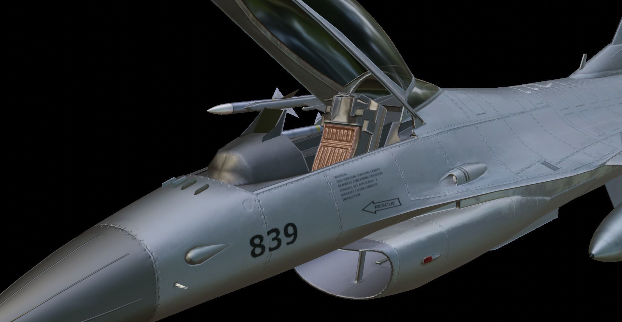 General Dynamics F-16 Fighting Falcon Low-poly 3D model_6