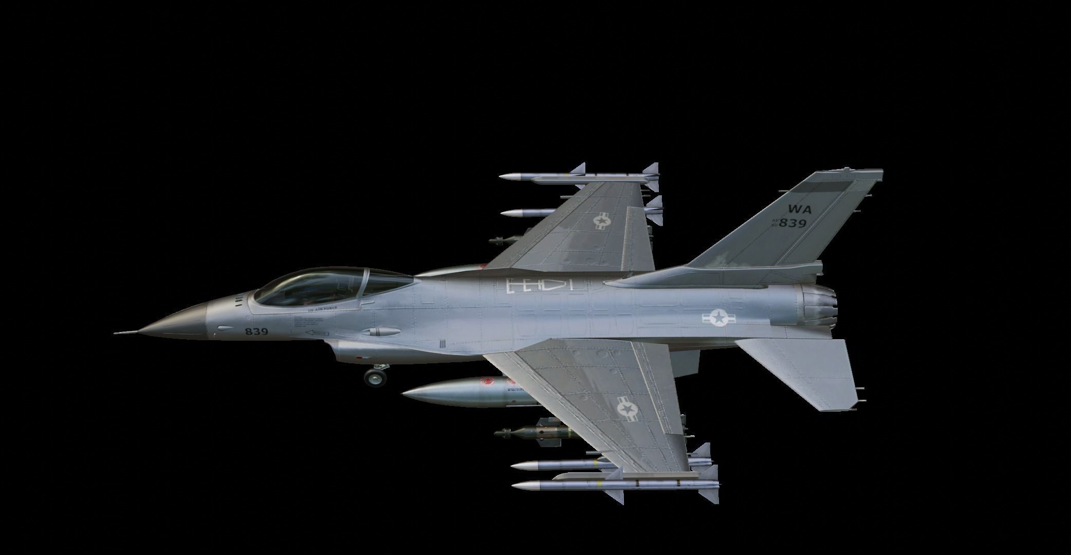 General Dynamics F-16 Fighting Falcon Low-poly 3D model_4