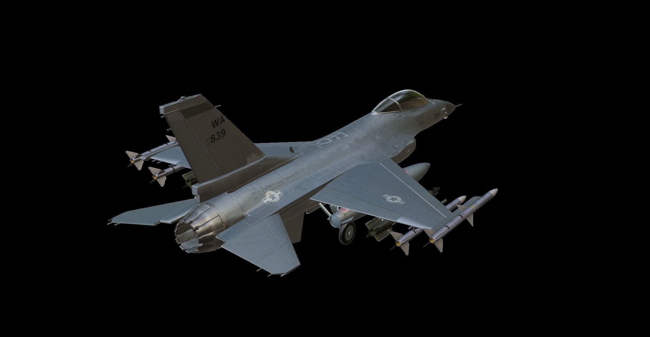 General Dynamics F-16 Fighting Falcon Low-poly 3D model_15