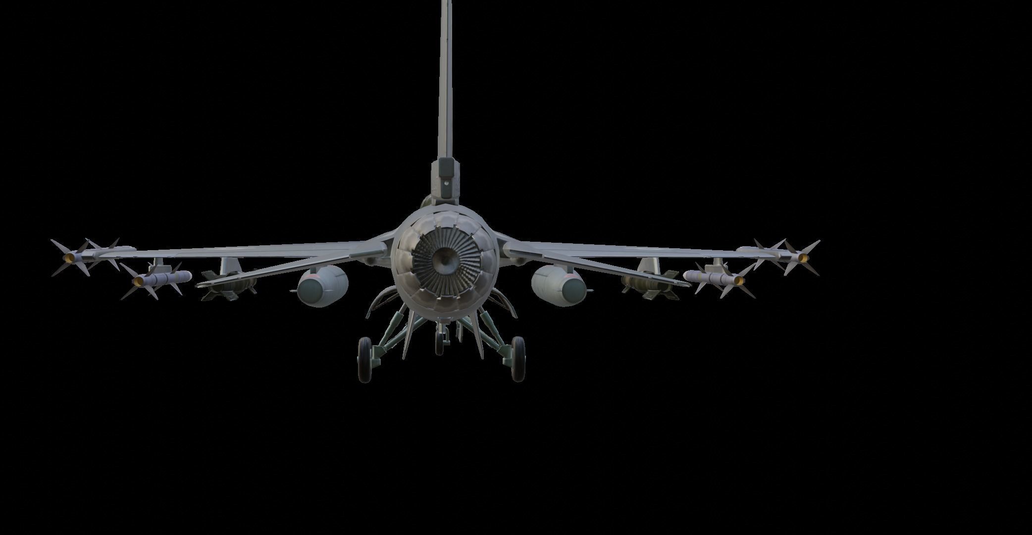 General Dynamics F-16 Fighting Falcon Low-poly 3D model_13