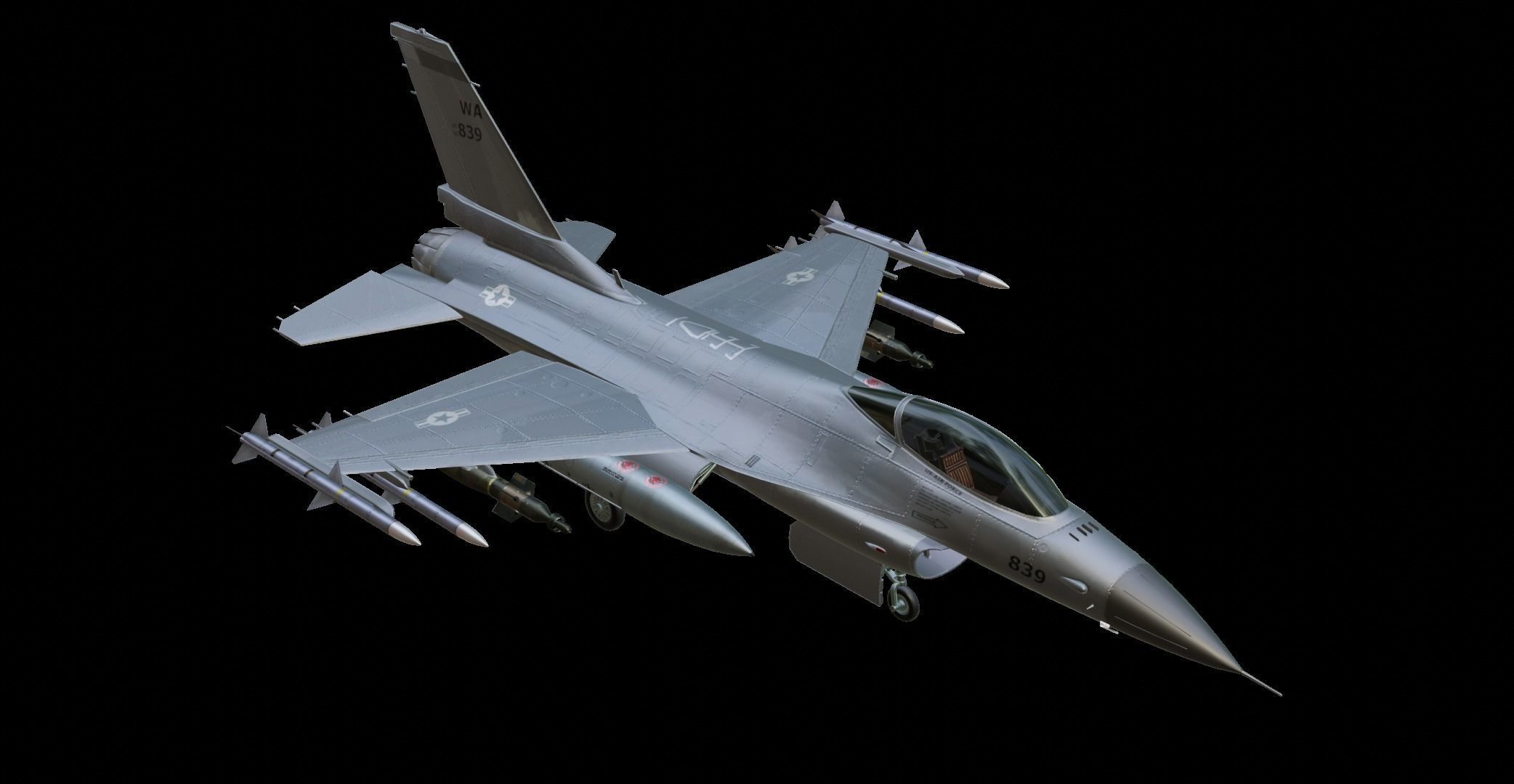 General Dynamics F-16 Fighting Falcon Low-poly 3D model_16