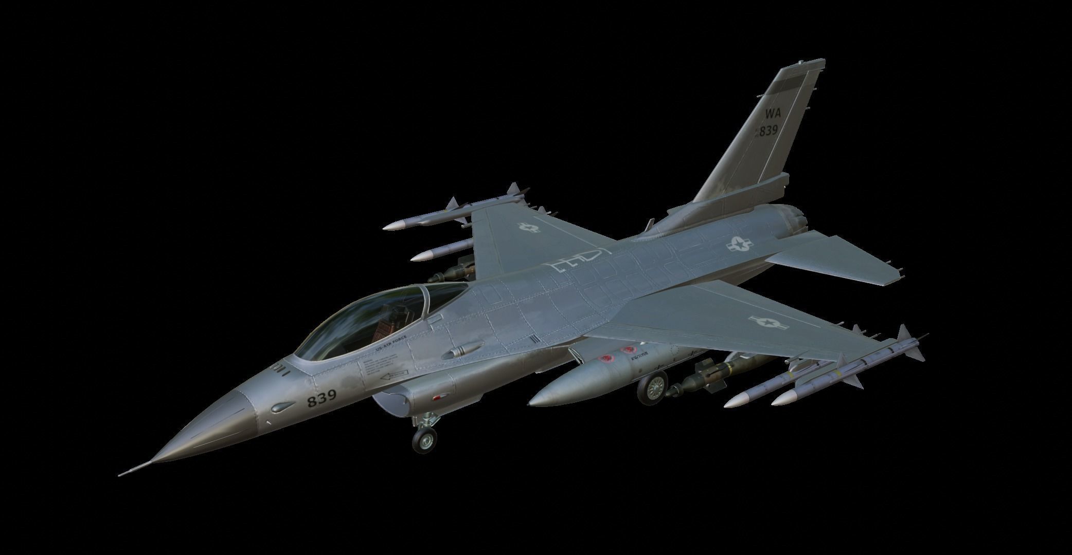 General Dynamics F-16 Fighting Falcon Low-poly 3D model_1