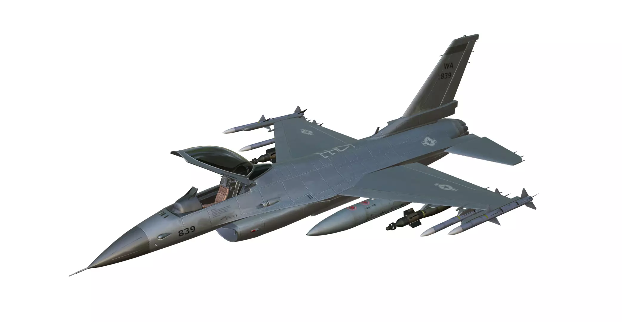 General Dynamics F-16 Fighting Falcon Low-poly 3D model_0