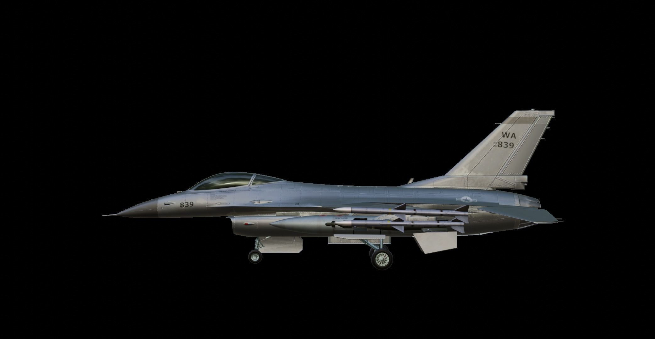 General Dynamics F-16 Fighting Falcon Low-poly 3D model_12