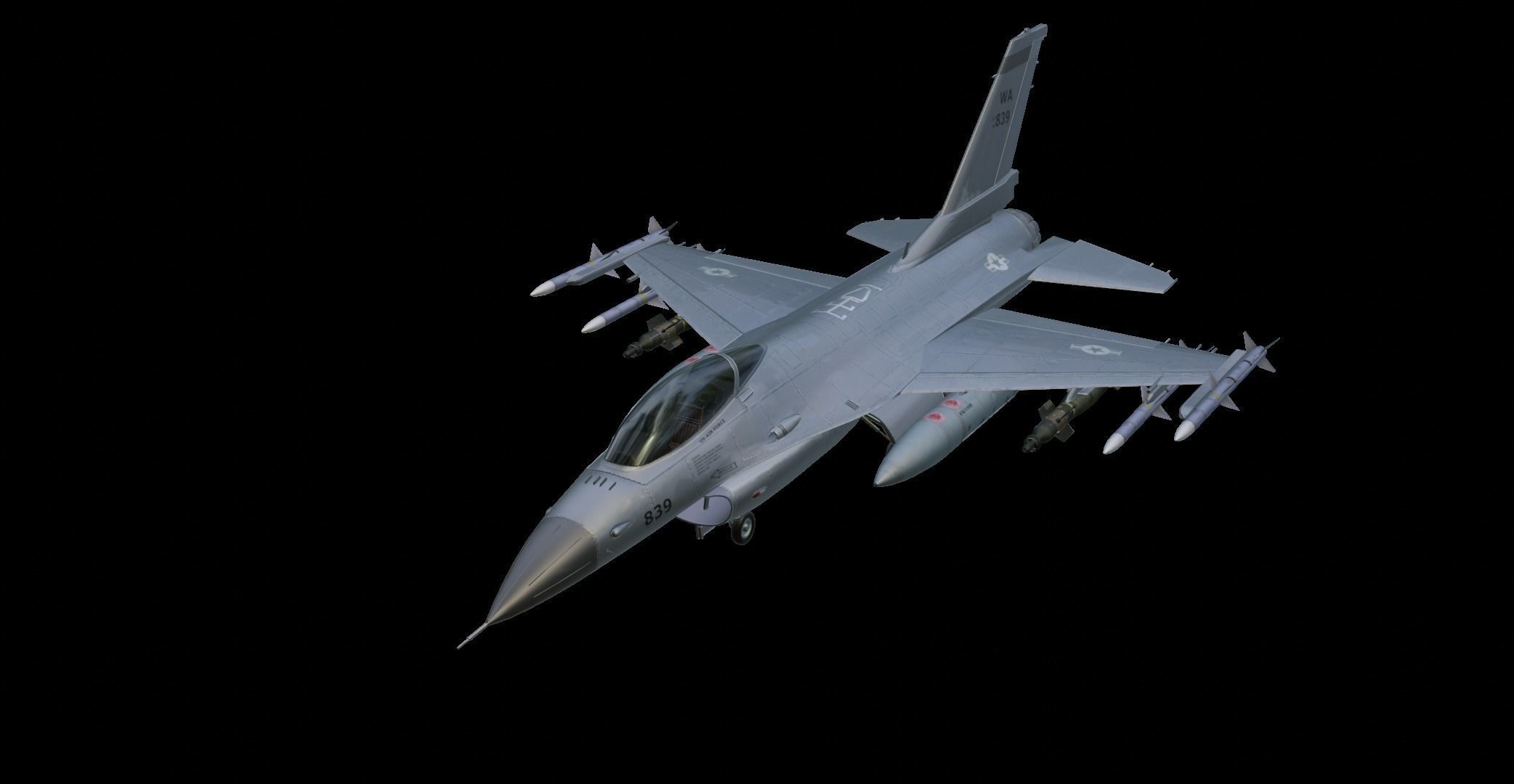 General Dynamics F-16 Fighting Falcon Low-poly 3D model_2