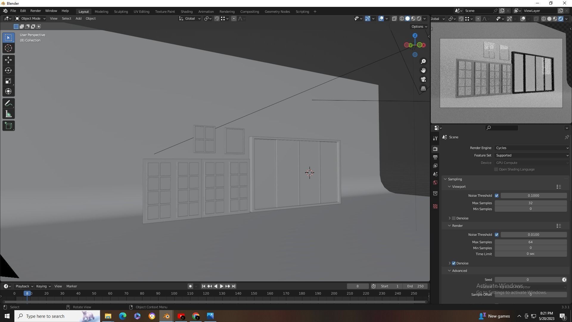 3D Window Low-poly 3D model_4
