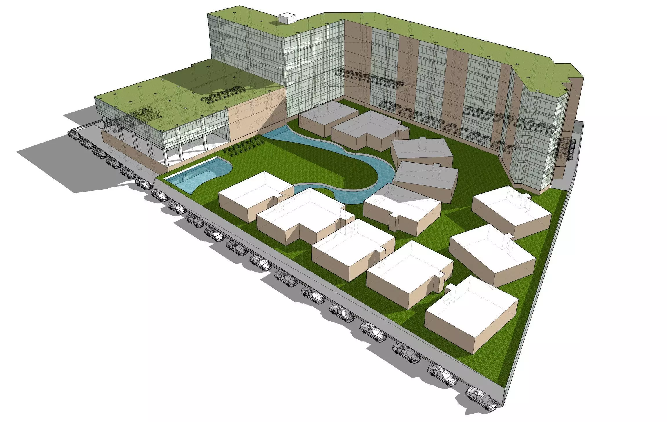 Hotel in draft concept 3D model