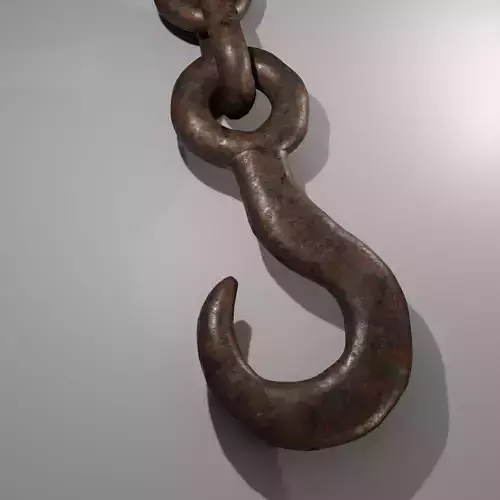 rusty iron hook with chain links