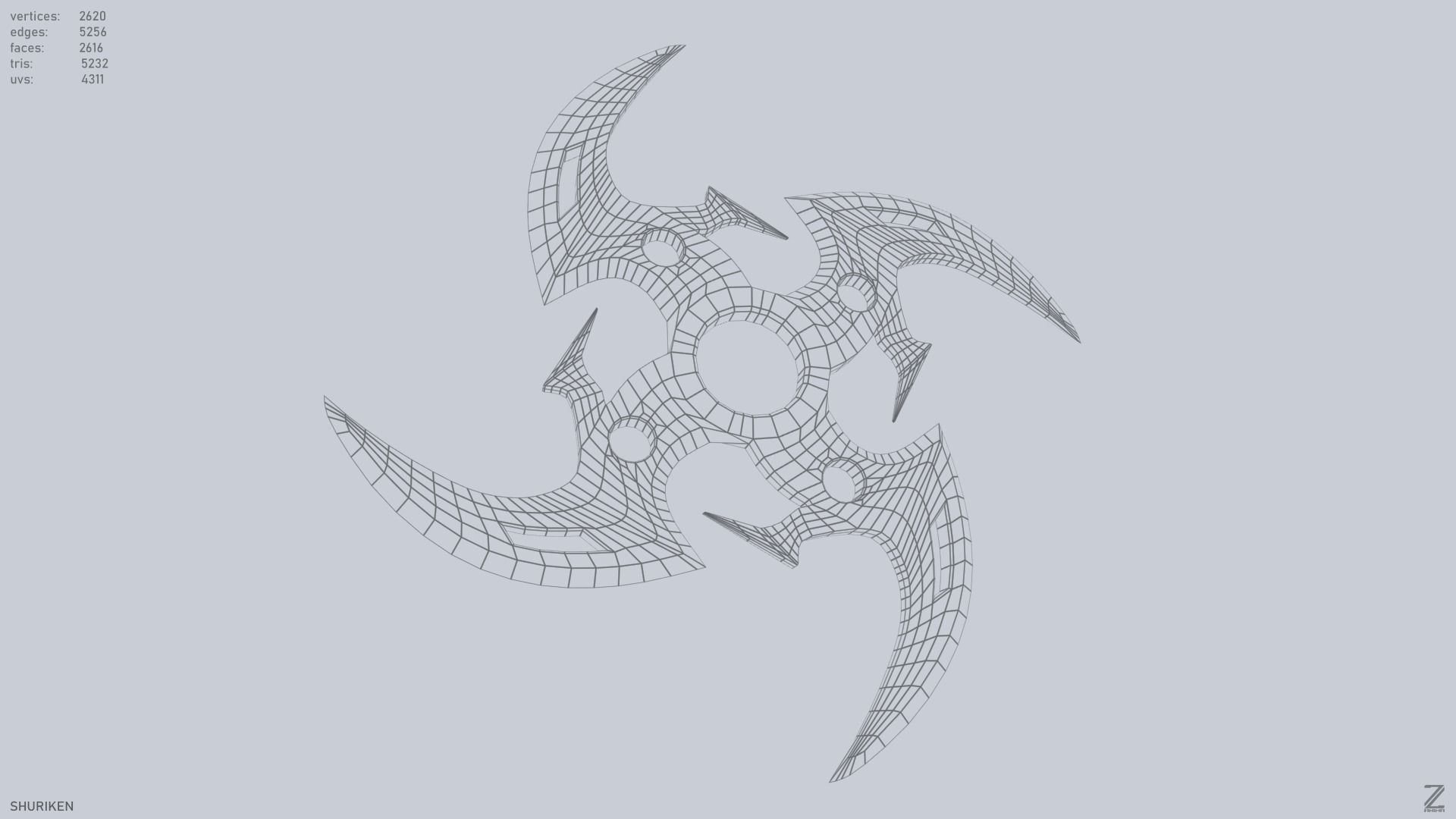 Shuriken Low-poly 3D model_14