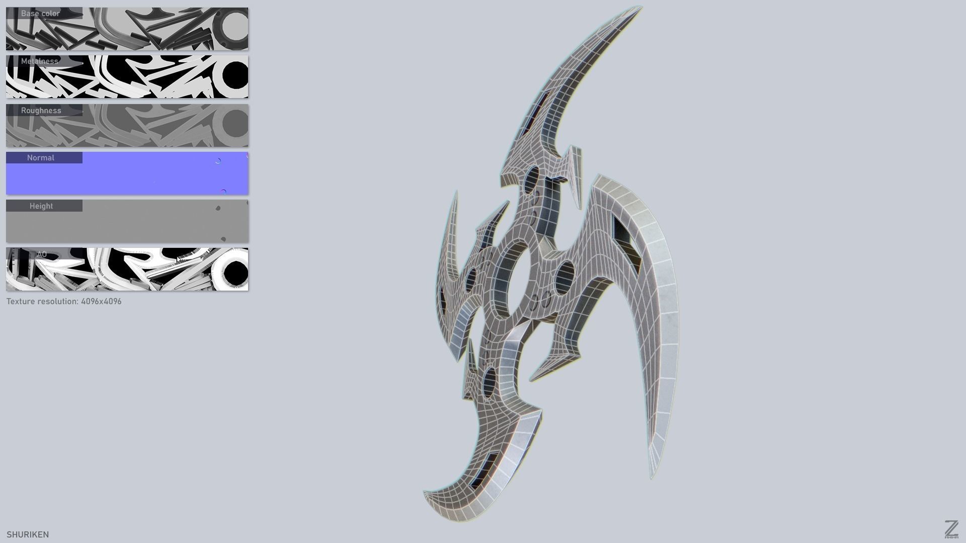 Shuriken Low-poly 3D model_2