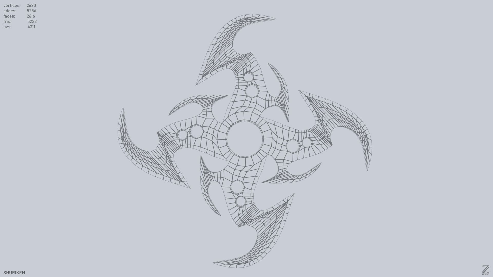 Shuriken Low-poly 3D model_9