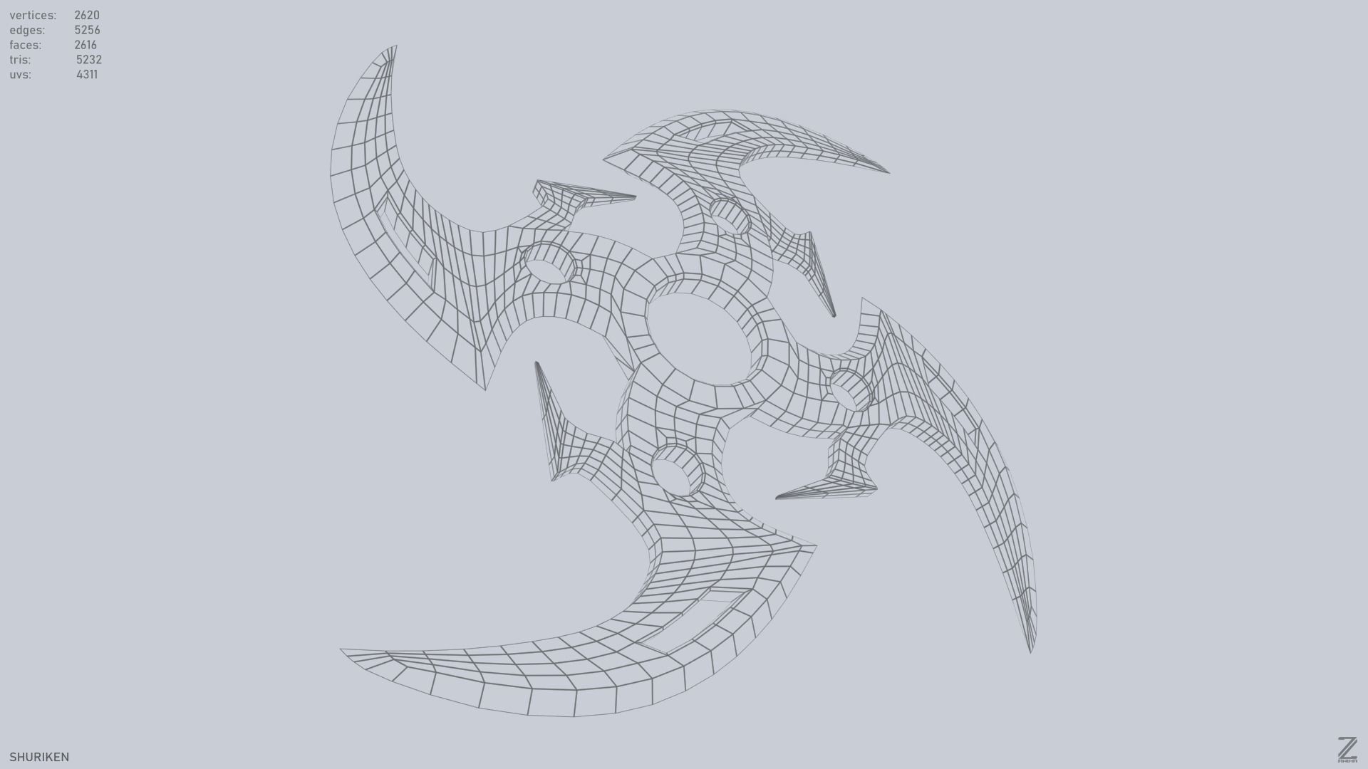 Shuriken Low-poly 3D model_12