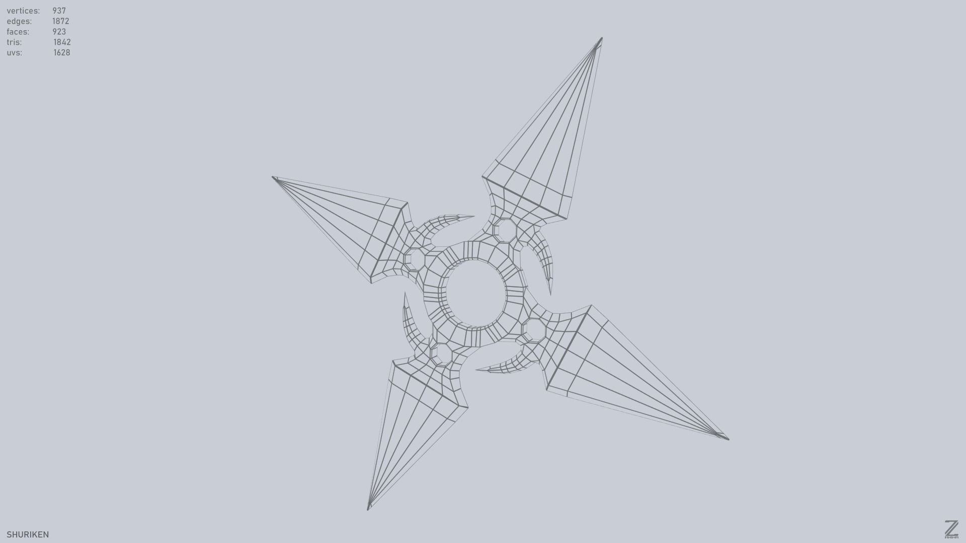 Shuriken Low-poly 3D model_9