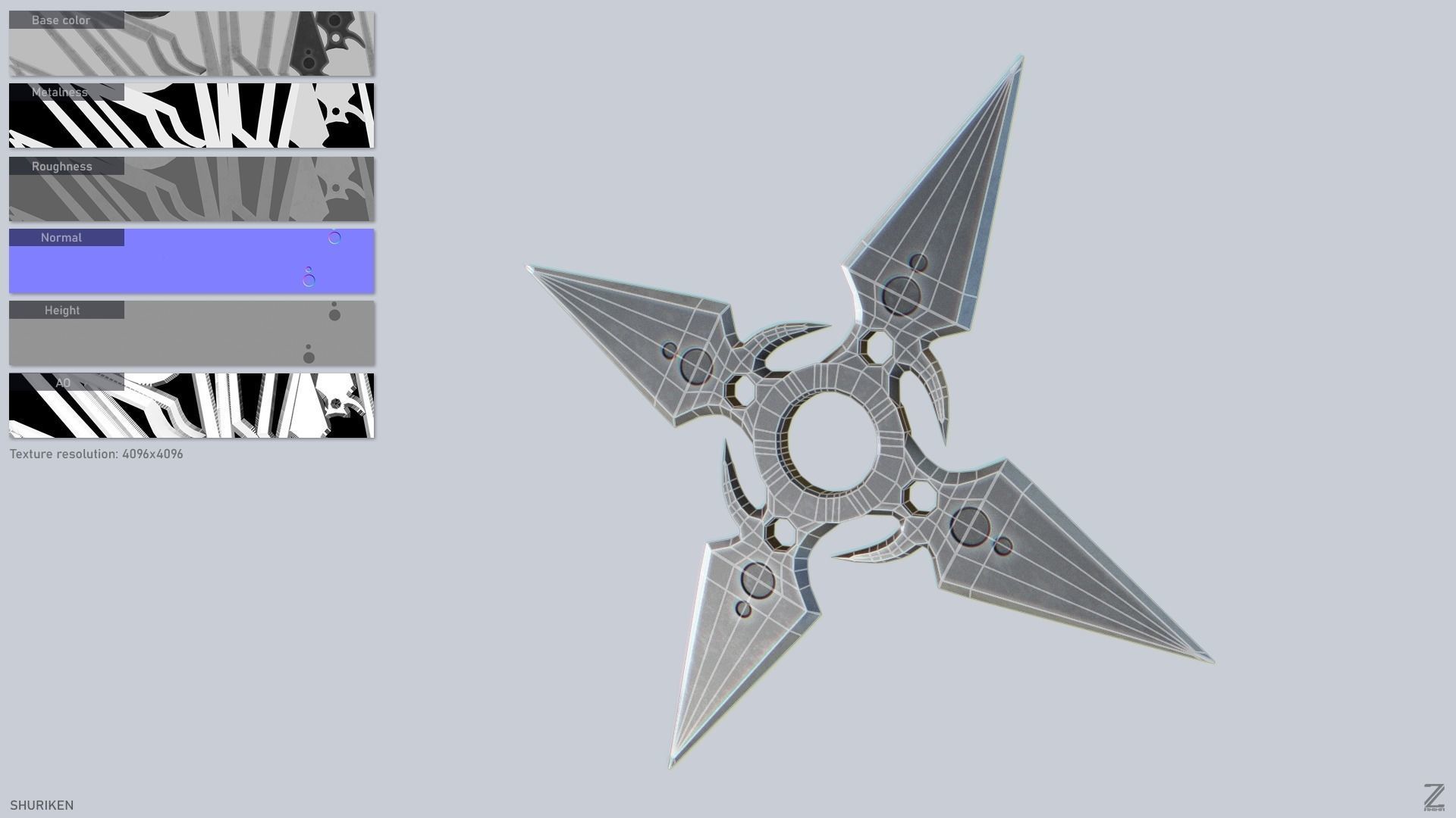 Shuriken Low-poly 3D model_2