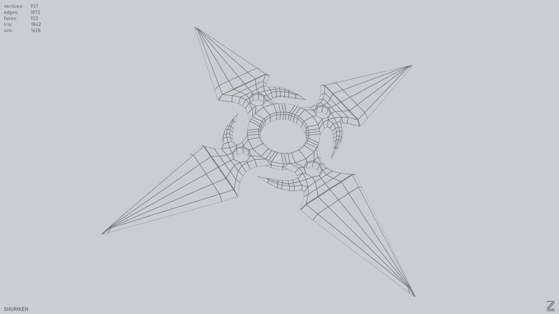 Shuriken Low-poly 3D model_11