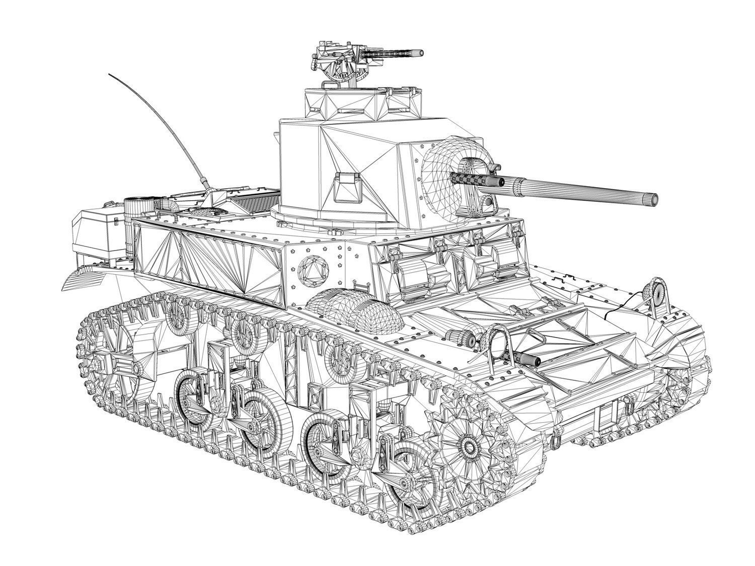 M3 Light Tank Stuart 3D model_10