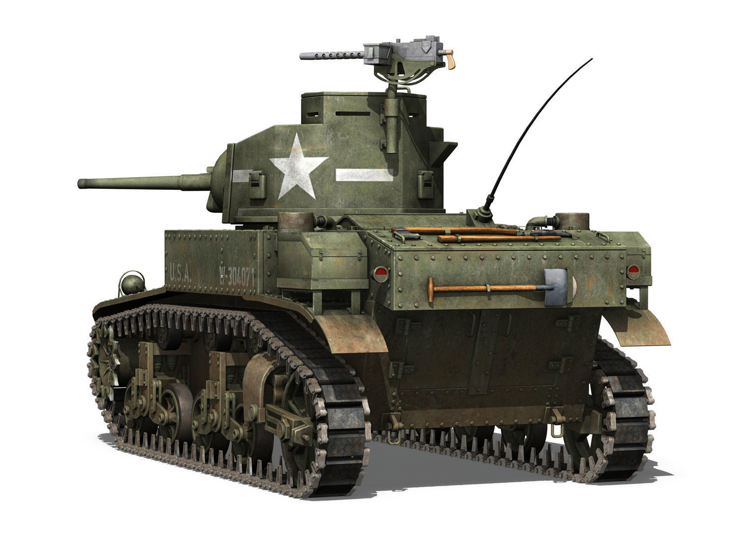 M3 Light Tank Stuart 3D model_4