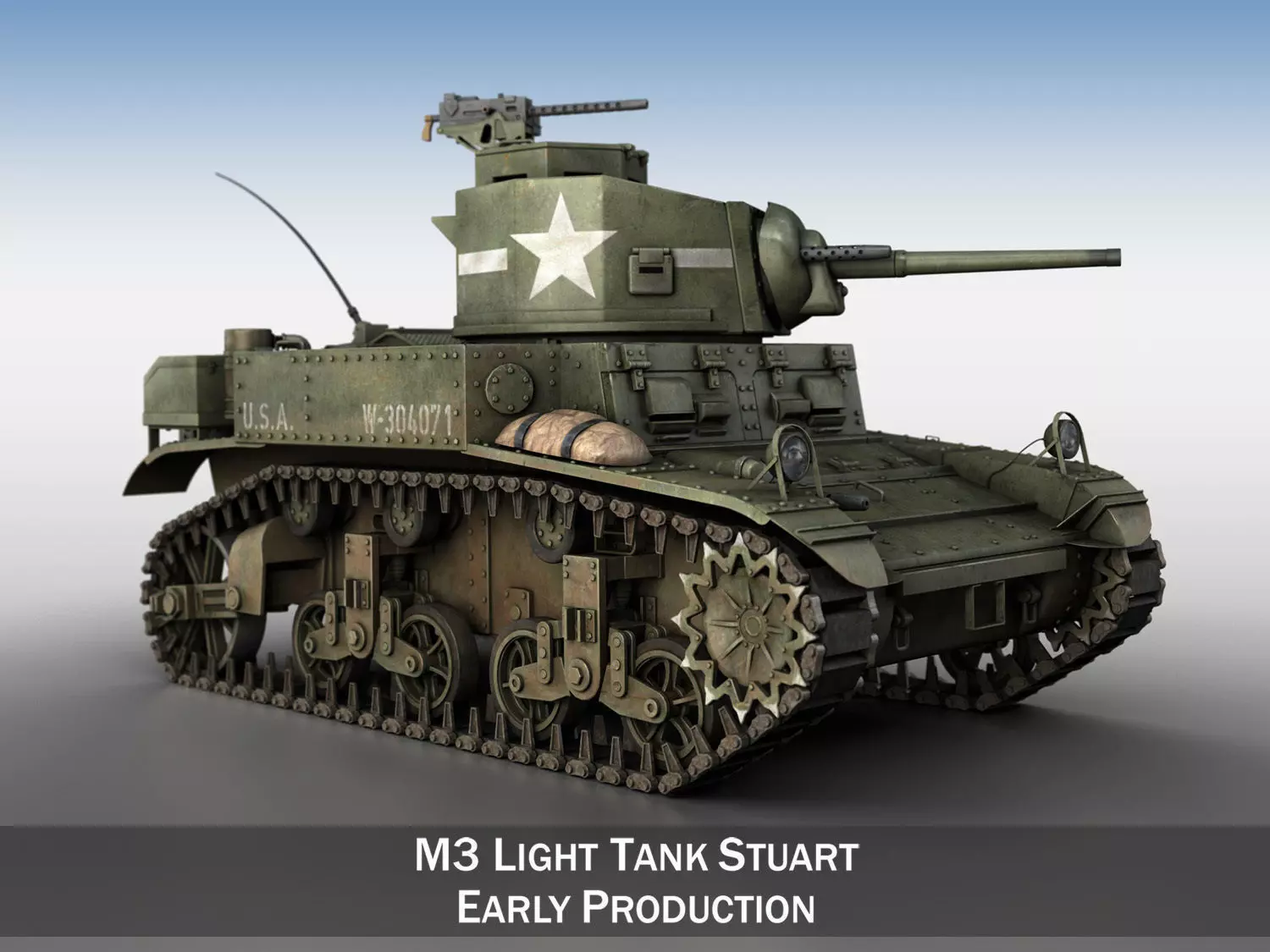 M3 Light Tank Stuart 3D model_0