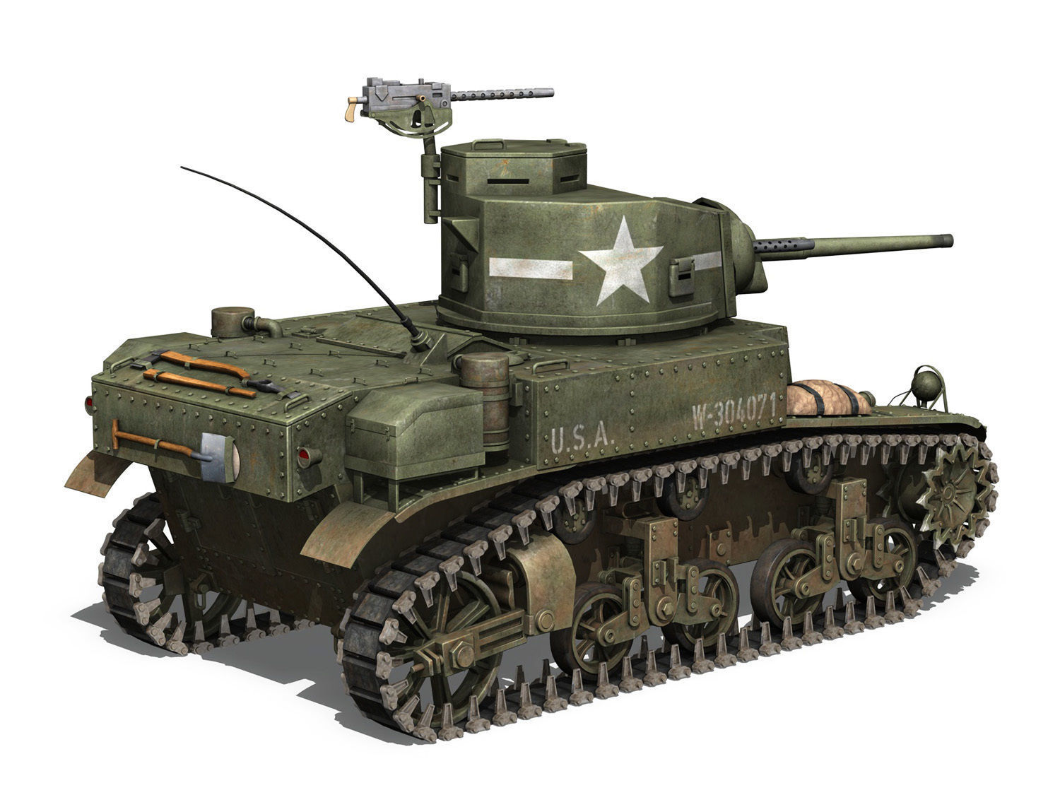 M3 Light Tank Stuart 3D model_5