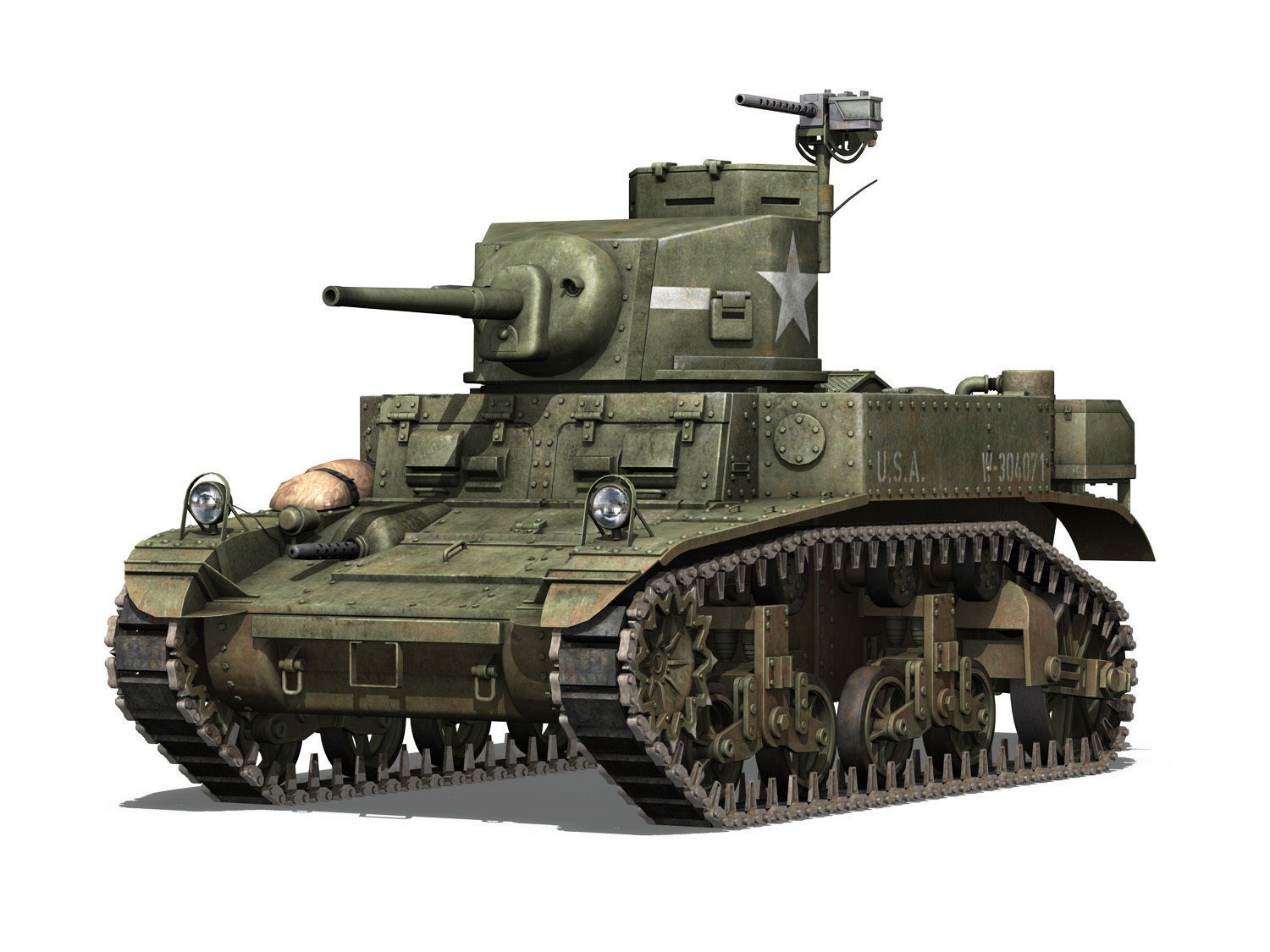 M3 Light Tank Stuart 3D model_1