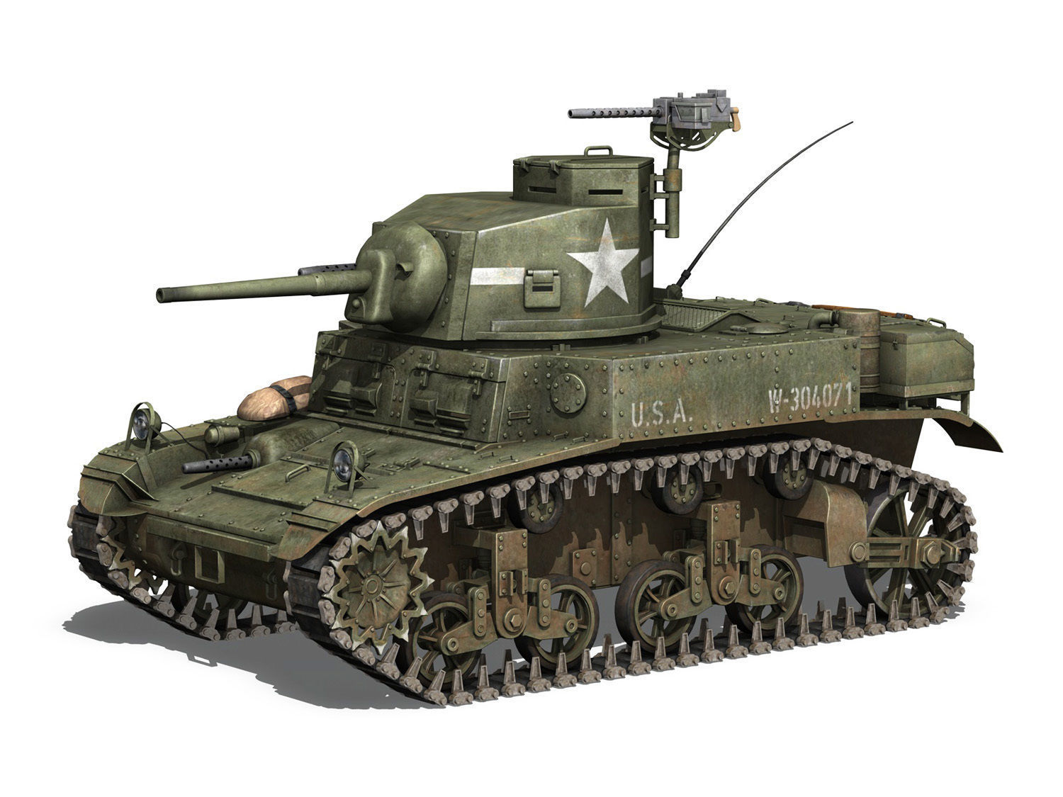 M3 Light Tank Stuart 3D model_2