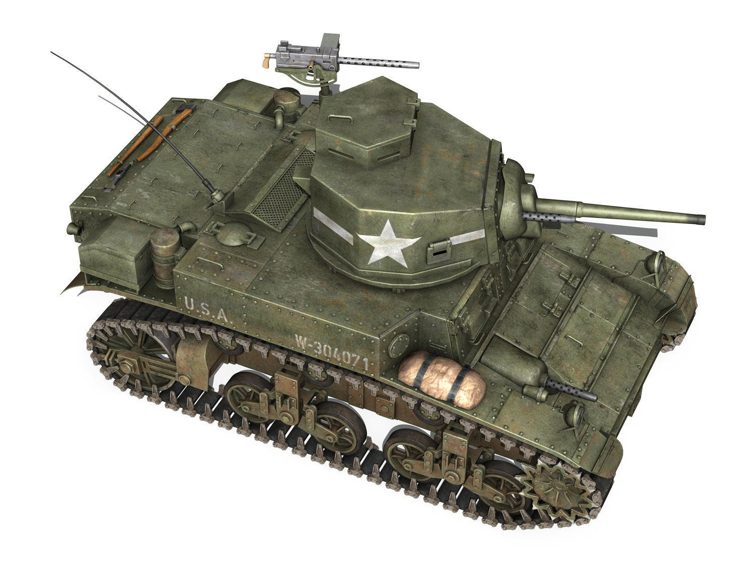 M3 Light Tank Stuart 3D model_7