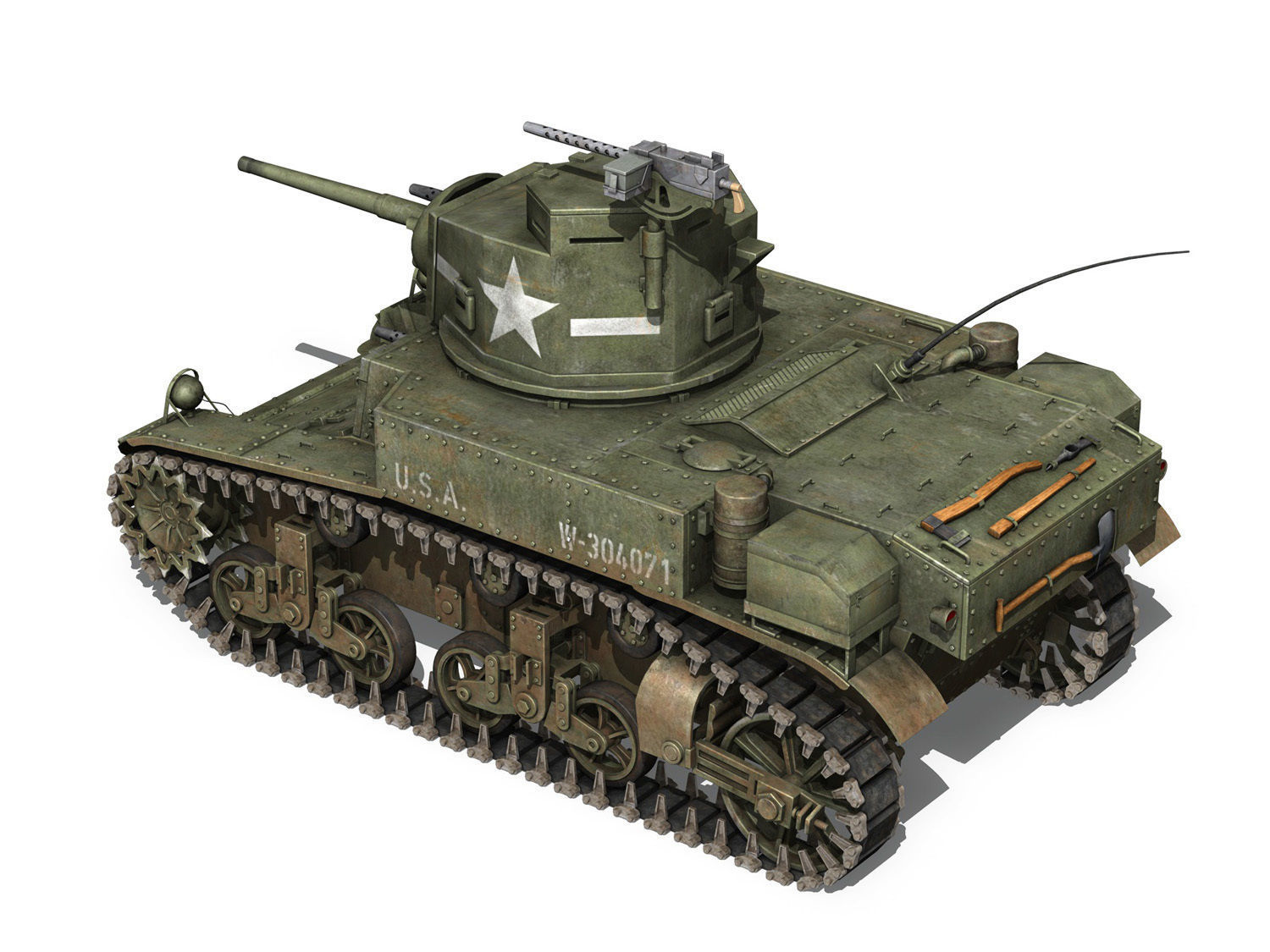M3 Light Tank Stuart 3D model_3