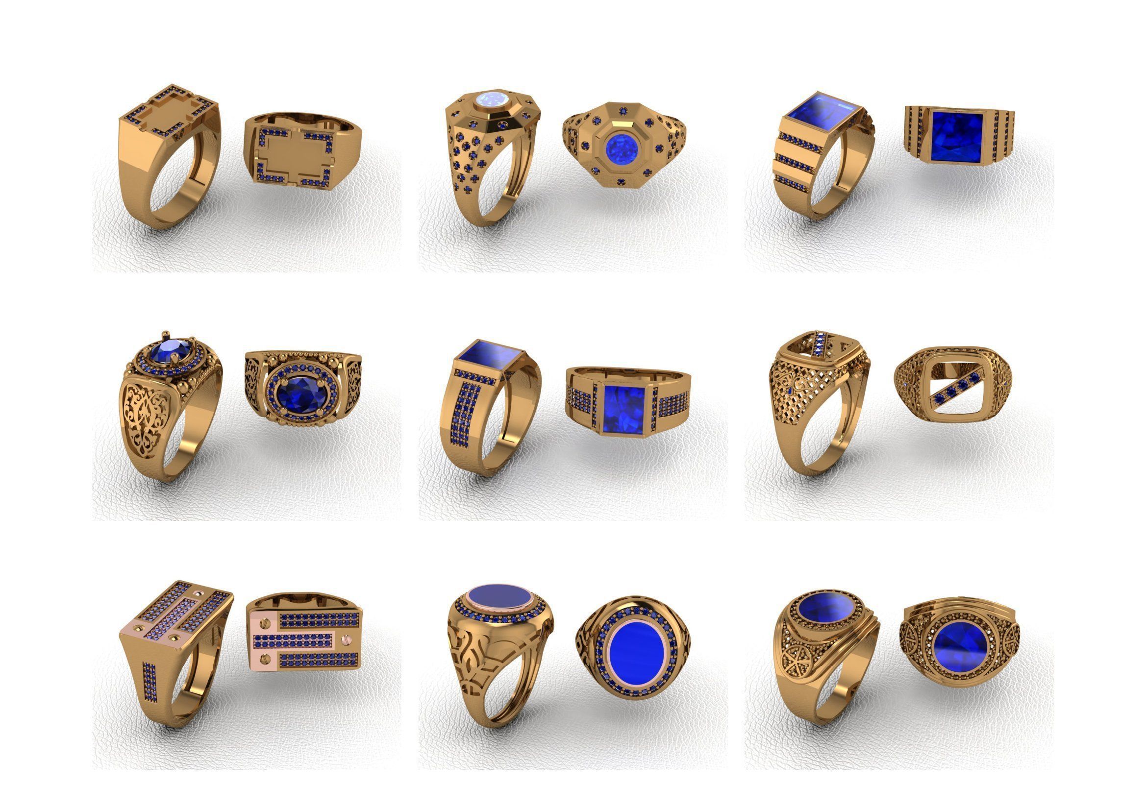200  Mens Gents Ring 3dm renders  3D Model Collection 3D print model_9