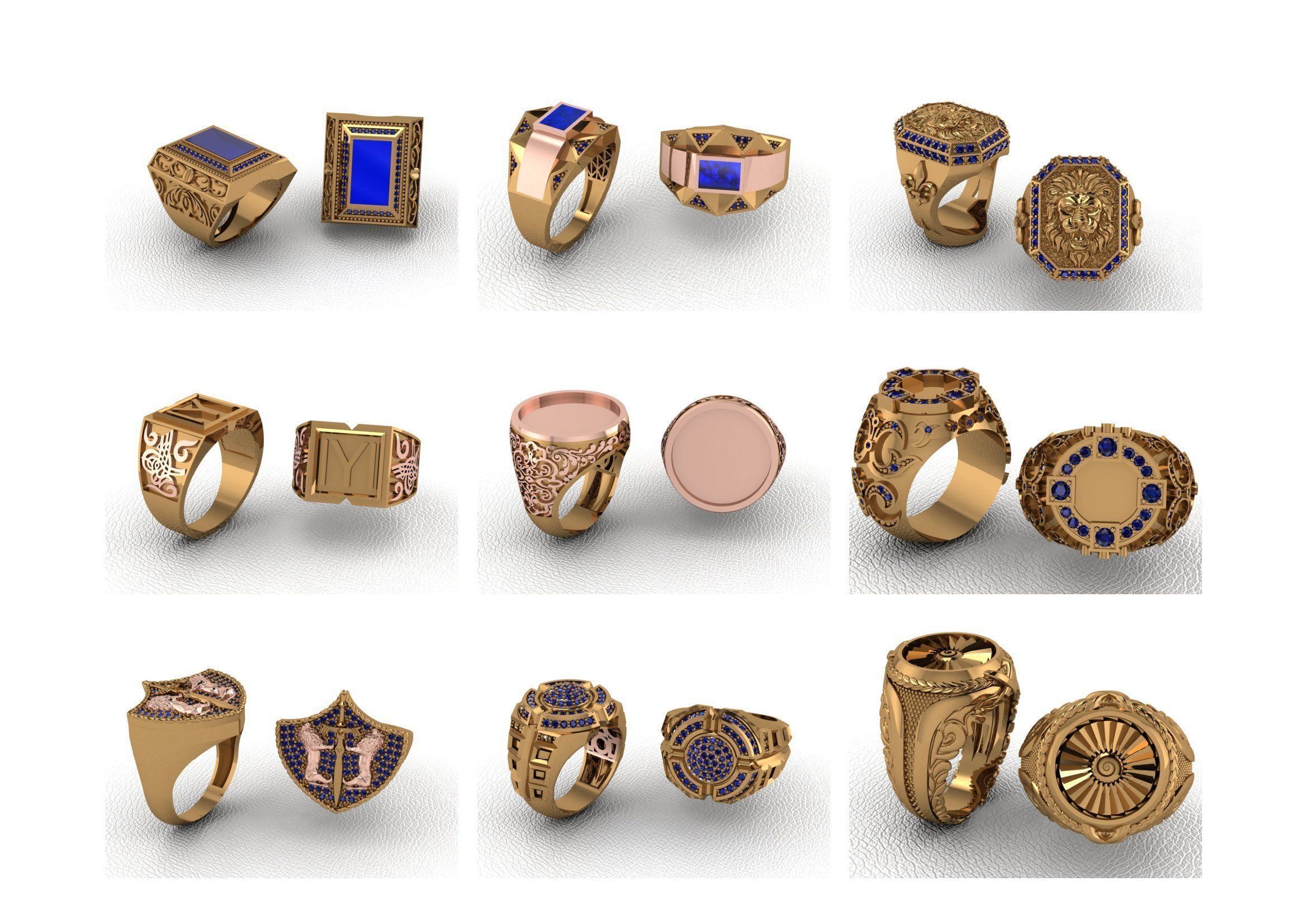 200  Mens Gents Ring 3dm renders  3D Model Collection 3D print model_3