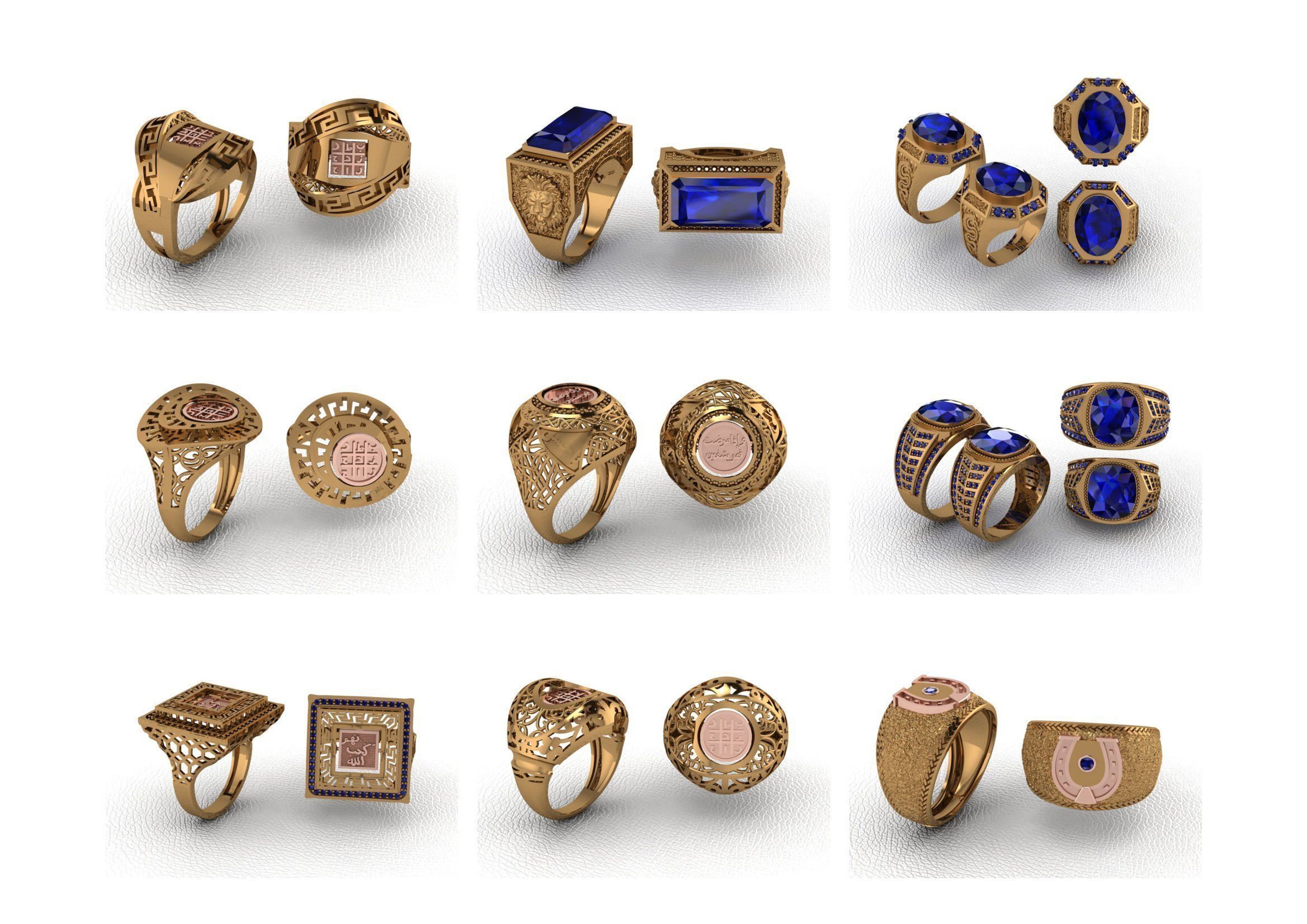 200  Mens Gents Ring 3dm renders  3D Model Collection 3D print model_19