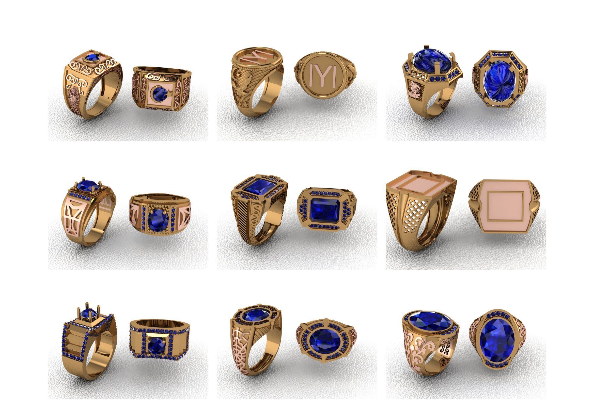 200  Mens Gents Ring 3dm renders  3D Model Collection 3D print model_6