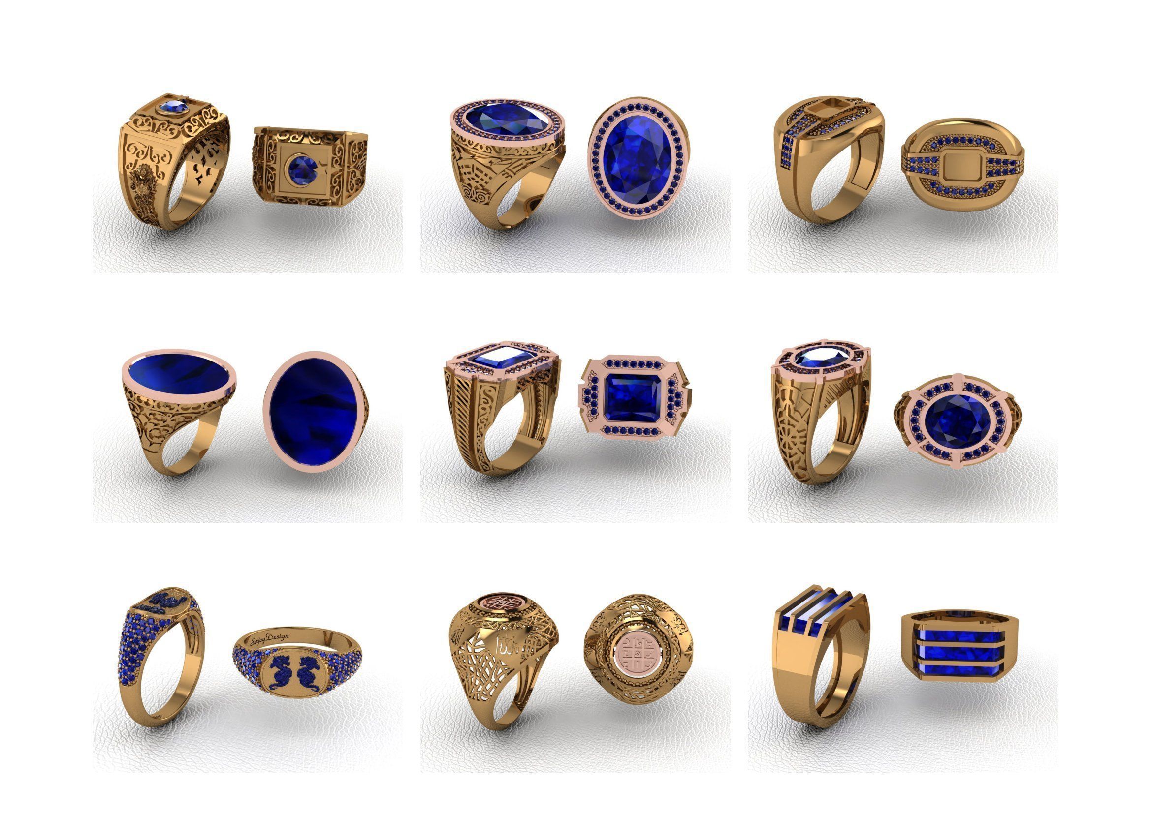 200  Mens Gents Ring 3dm renders  3D Model Collection 3D print model_13