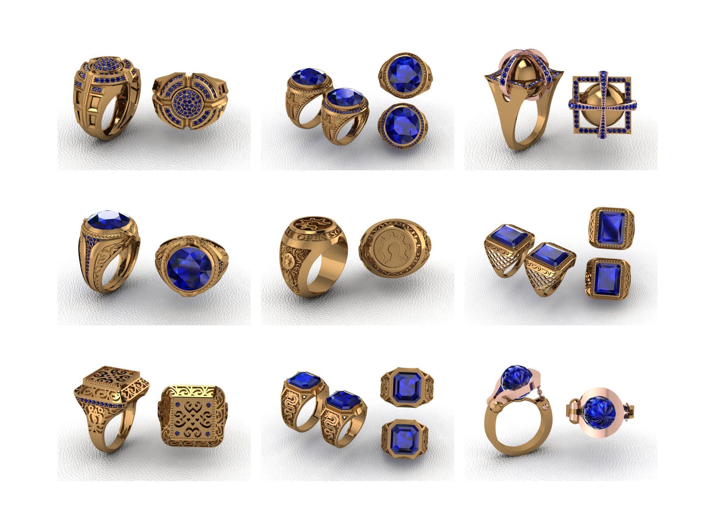 200  Mens Gents Ring 3dm renders  3D Model Collection 3D print model_20