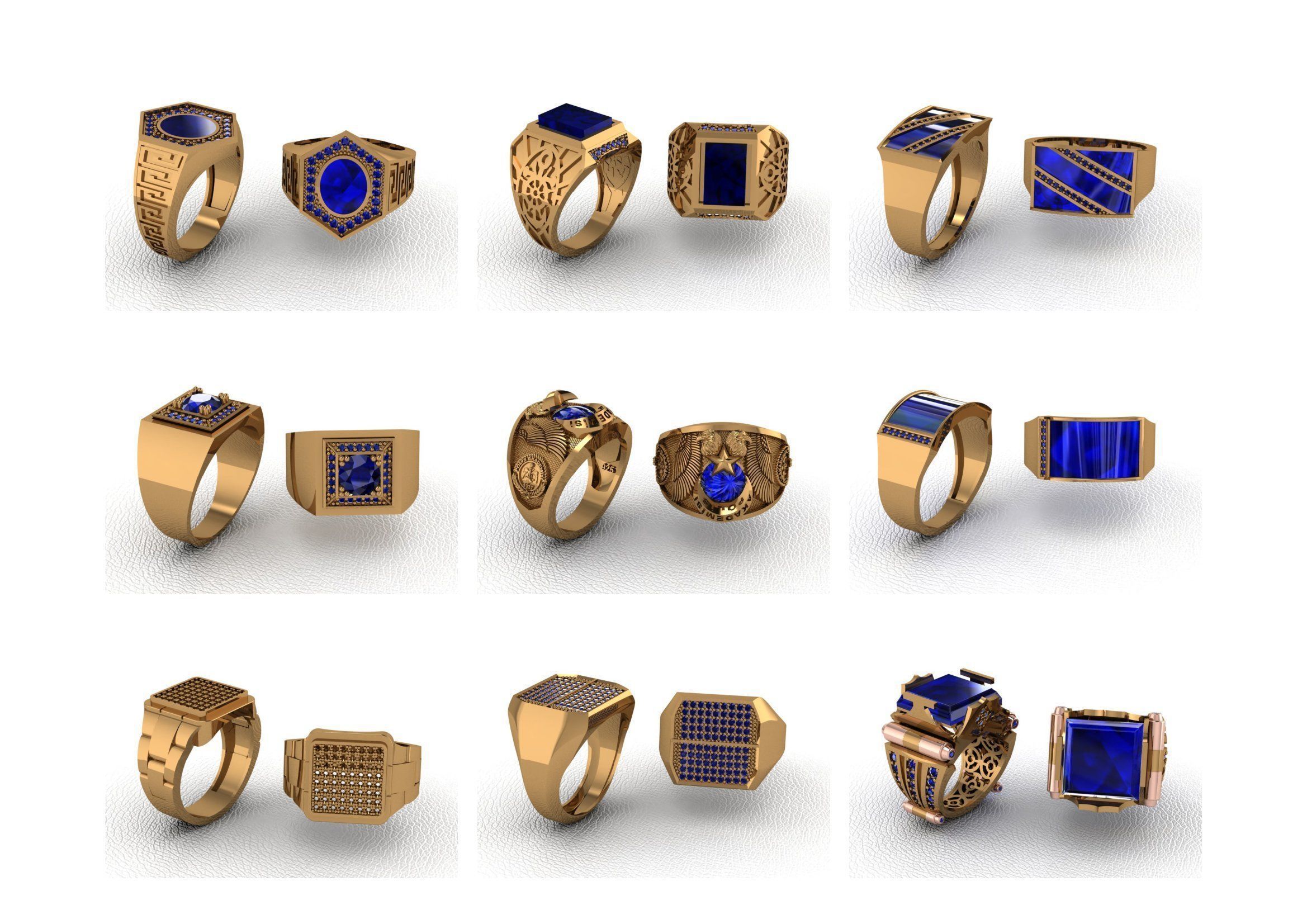 200  Mens Gents Ring 3dm renders  3D Model Collection 3D print model_14
