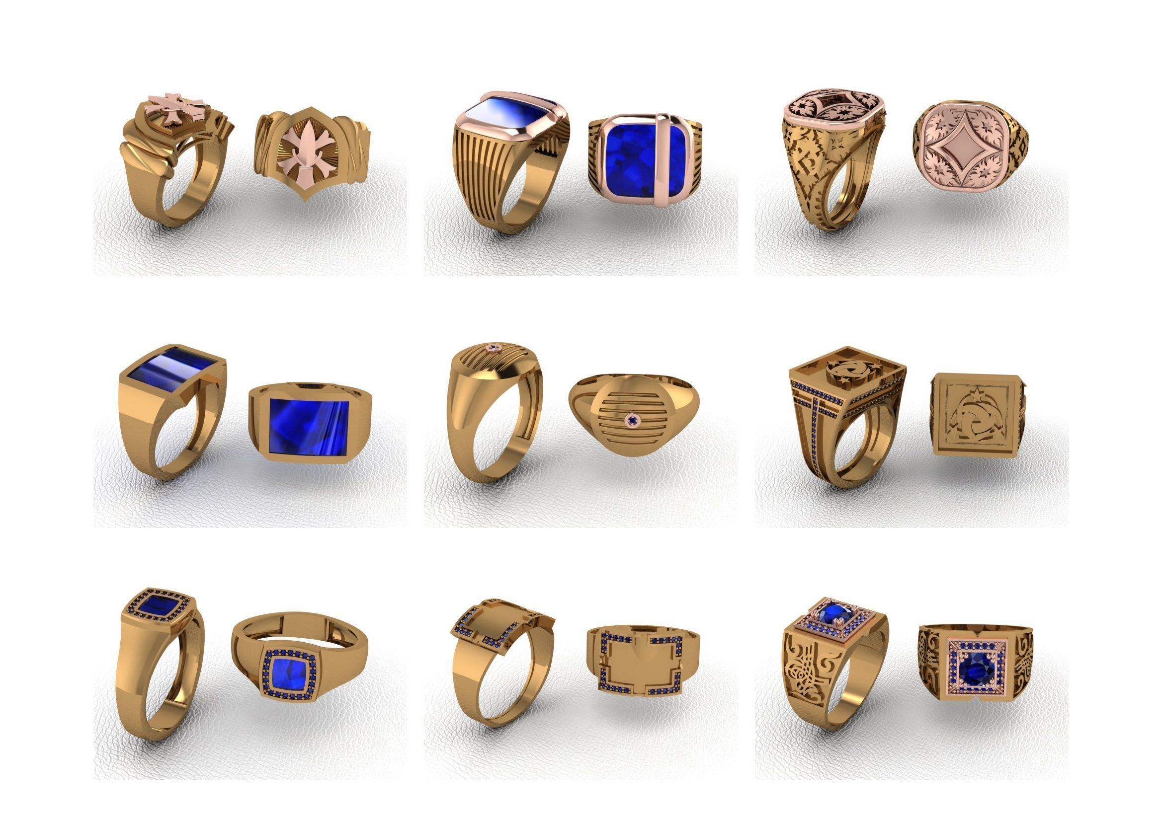 200  Mens Gents Ring 3dm renders  3D Model Collection 3D print model_15