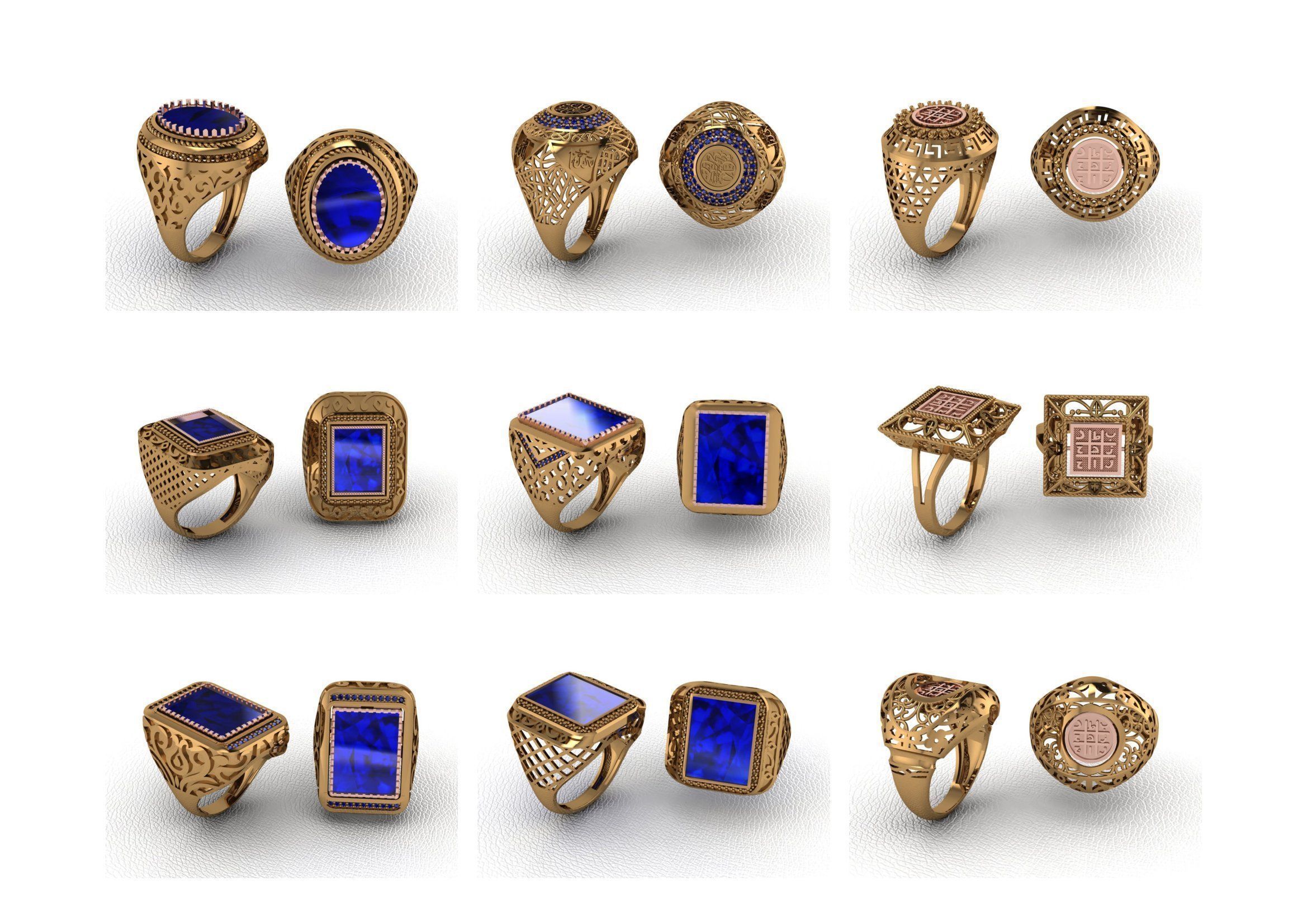 200  Mens Gents Ring 3dm renders  3D Model Collection 3D print model_18