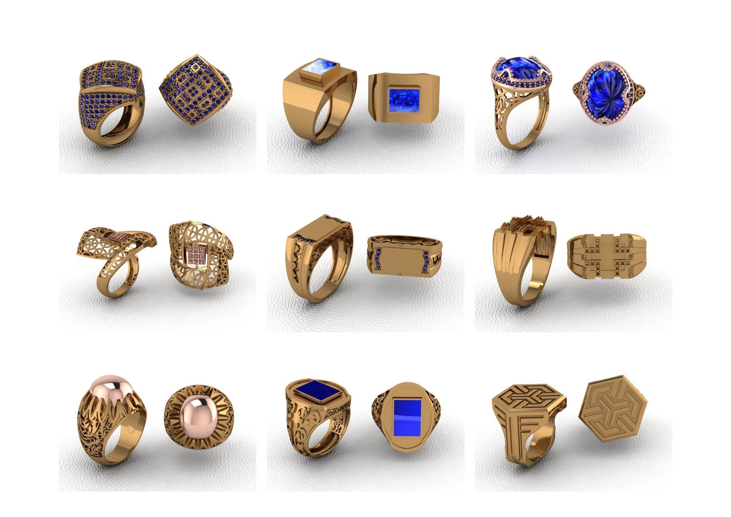 200  Mens Gents Ring 3dm renders  3D Model Collection 3D print model_11