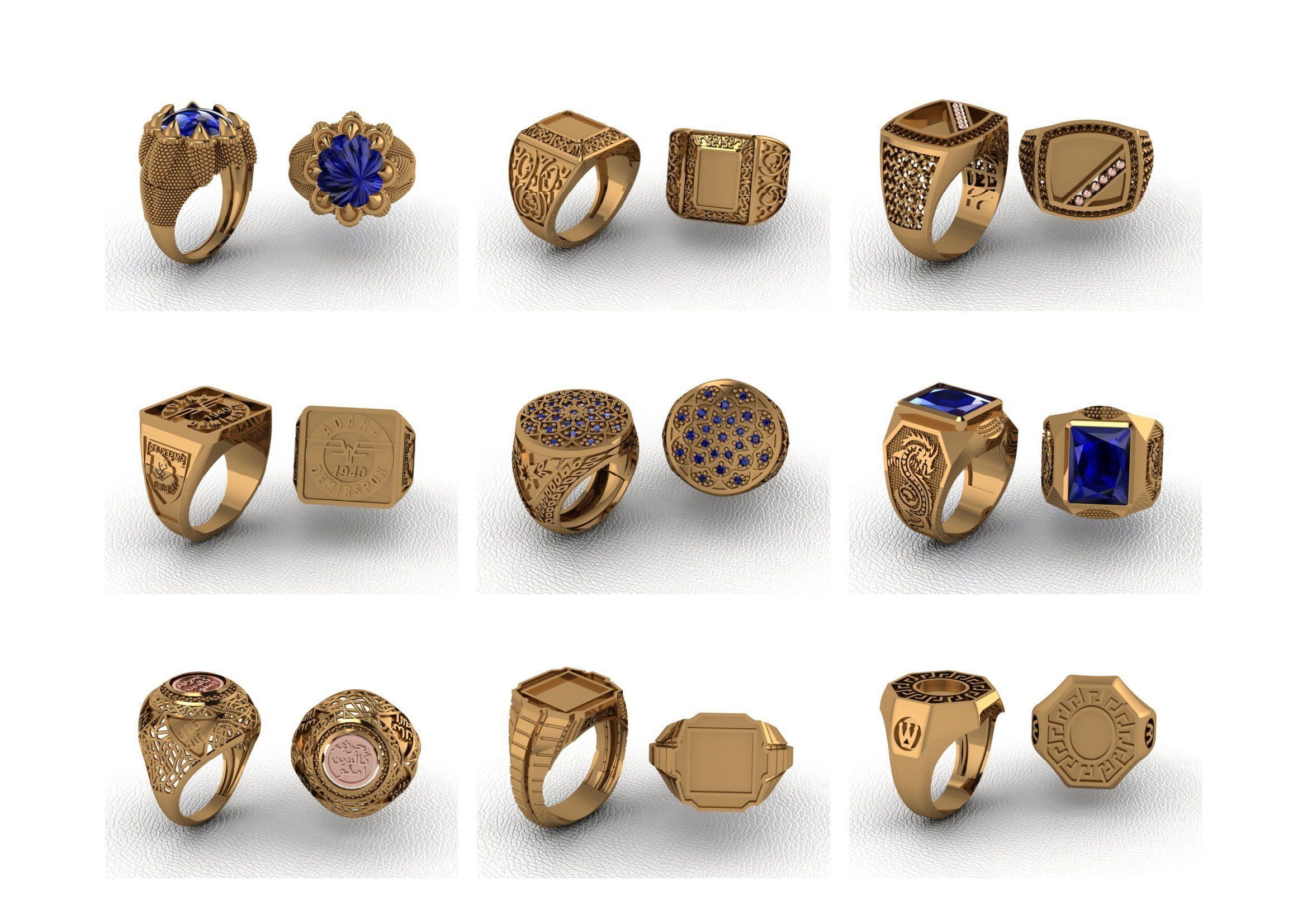 200  Mens Gents Ring 3dm renders  3D Model Collection 3D print model_12