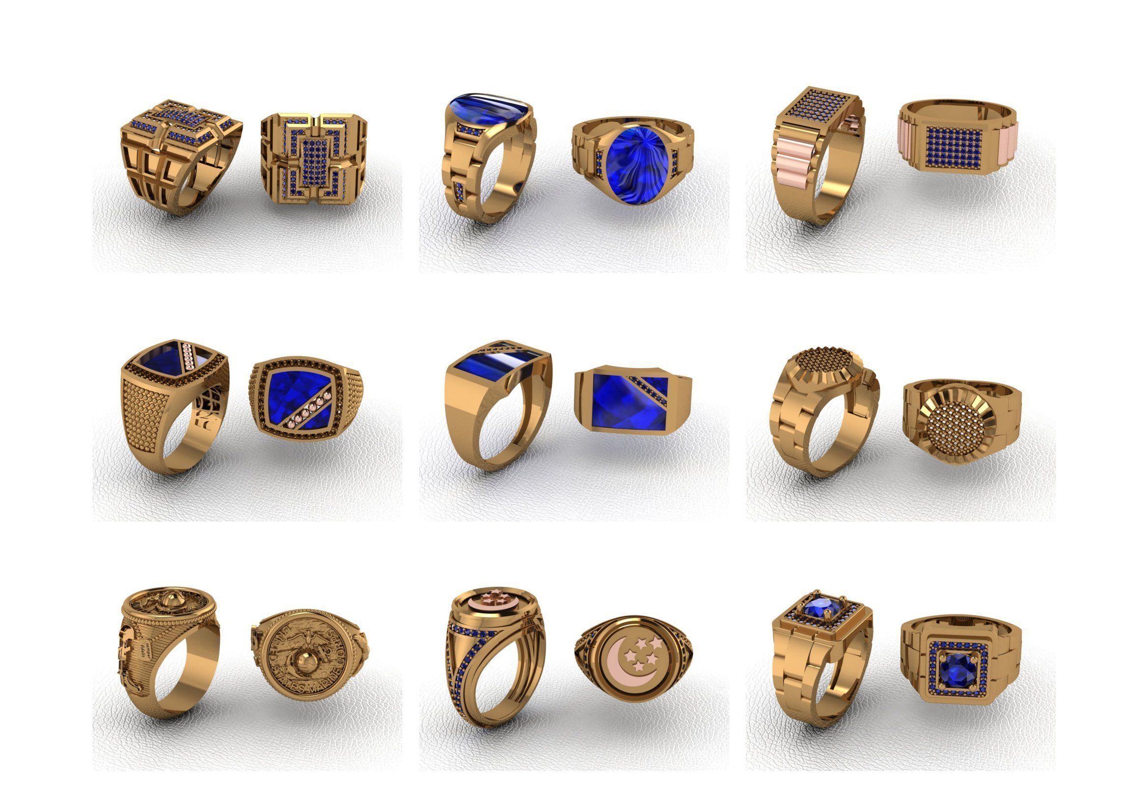 200  Mens Gents Ring 3dm renders  3D Model Collection 3D print model_8