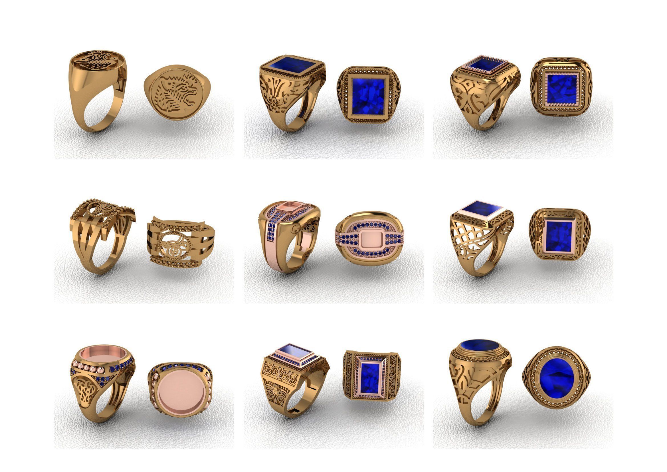 200  Mens Gents Ring 3dm renders  3D Model Collection 3D print model_17