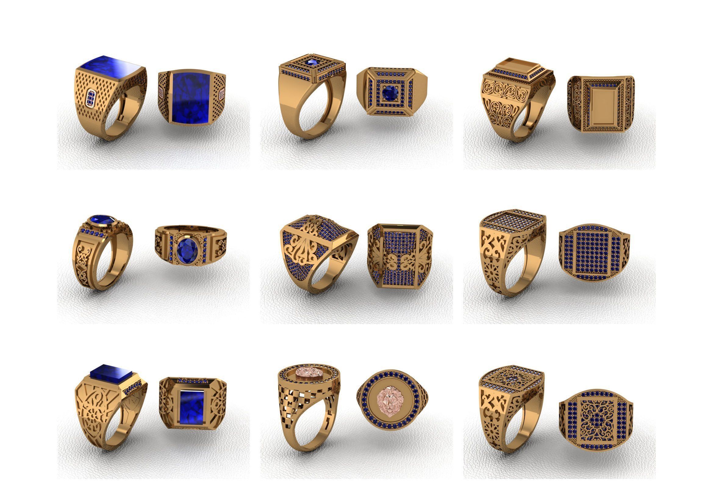 200  Mens Gents Ring 3dm renders  3D Model Collection 3D print model_7