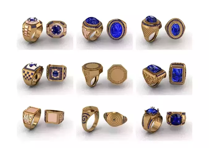 200  Mens Gents Ring 3dm renders  3D Model Collection 3D print model