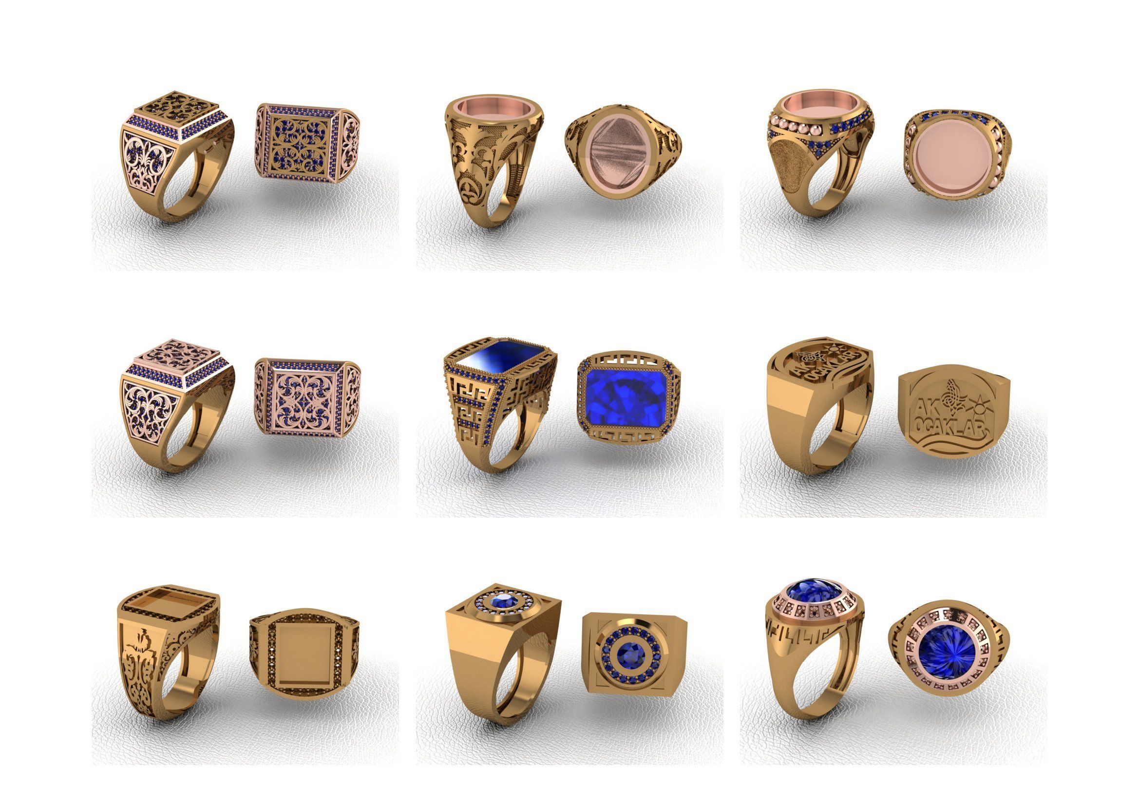 200  Mens Gents Ring 3dm renders  3D Model Collection 3D print model_16