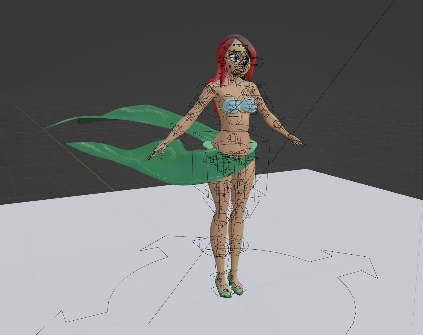 stylized female dressed as a mermaid Low-poly 3D model_8