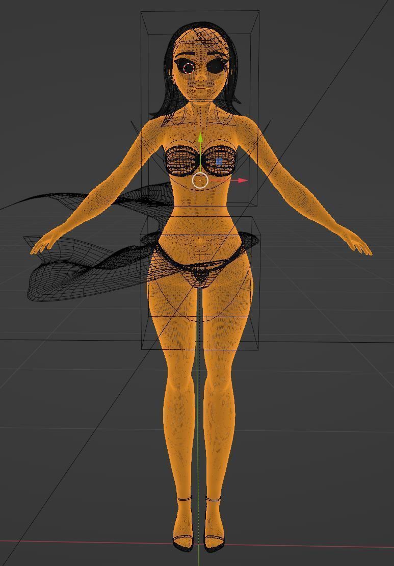 stylized female dressed as a mermaid Low-poly 3D model_9