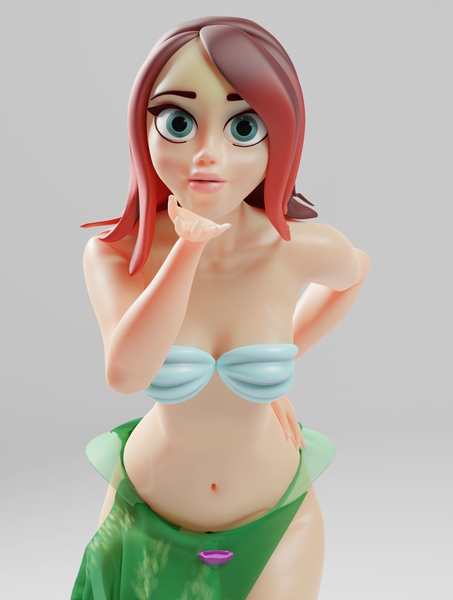 stylized female dressed as a mermaid Low-poly 3D model_3
