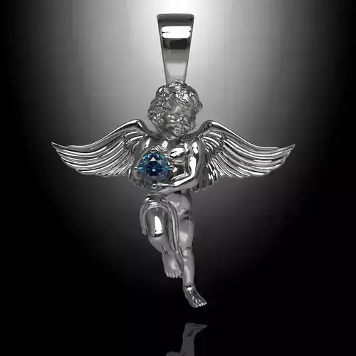 Angel pendant with diamond