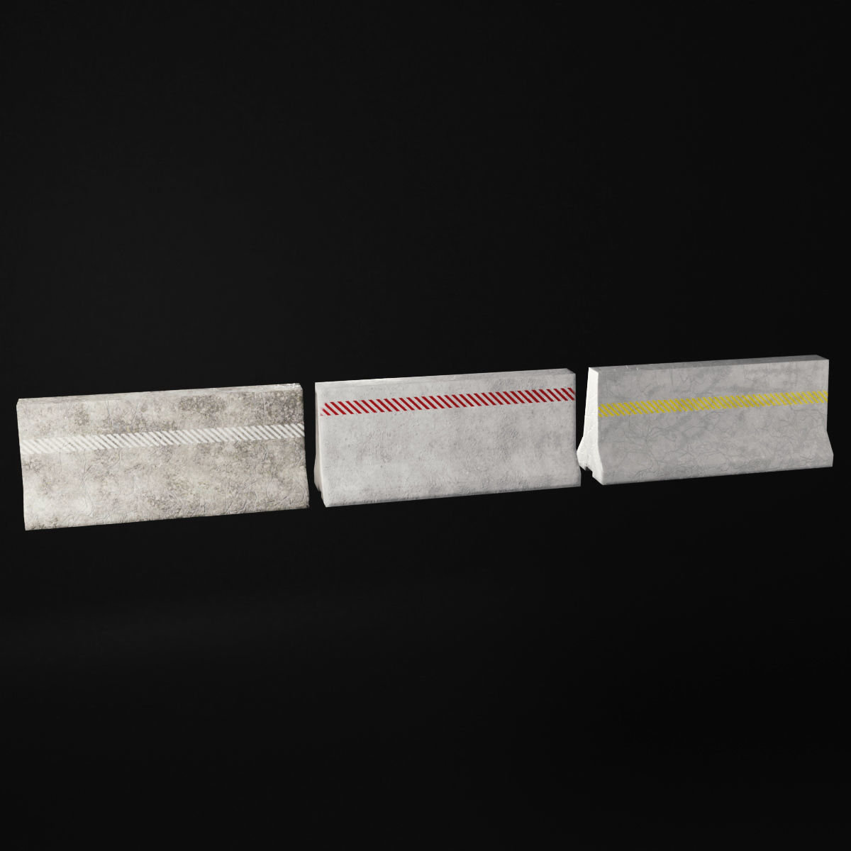 Collection of Low - Poly Concrete Barrier By Nikdox Low-poly 3D model_12