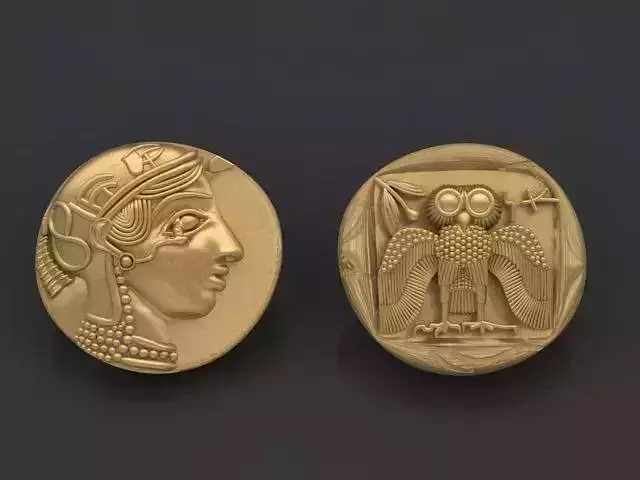 tetradrachma Ancient Greek silver coin 3D print model