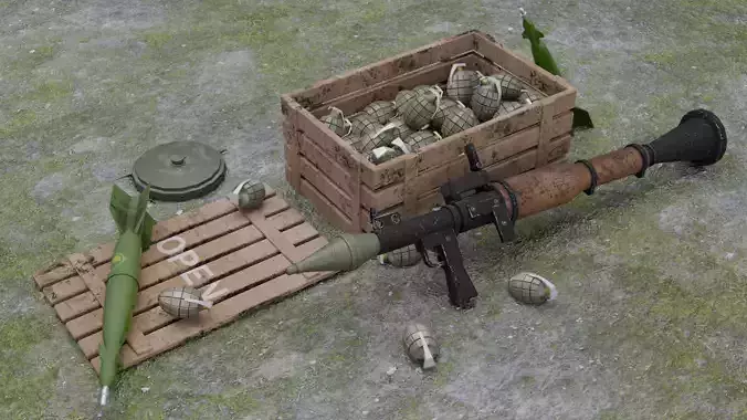 Rpg and Grenade Pack - Game Ready Weapons and Explosives 